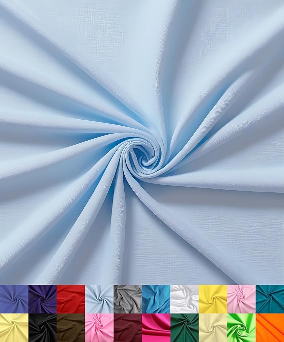 Barcelonetta | Poly Cotton Fabric for Sewing | Broadcloth Fabric | by the Yard | 60" Wide Roll | Lightweight, Breathable | Lining, Home Textile, Skirts, Tote Bags (Baby Blue, 1 Yard)