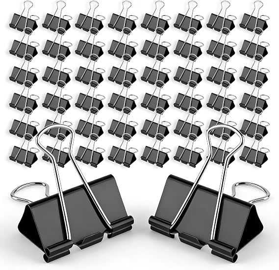 CableGeeker Medium Binder Clips, 1.25 Inch, 48-Pack, Black