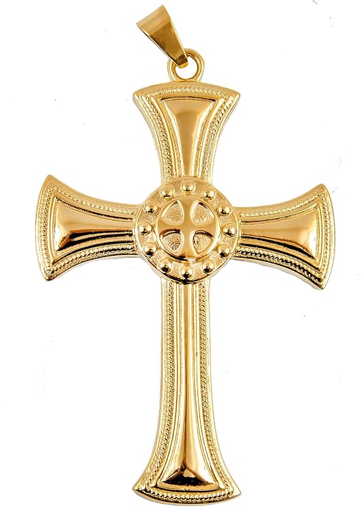 Pectoral Cross Style SUBT100G - Wall Art Cross - Gold, 2-1/2W x 3-1/2 H, Unframed - Bedroom, Living Room, Dining Room