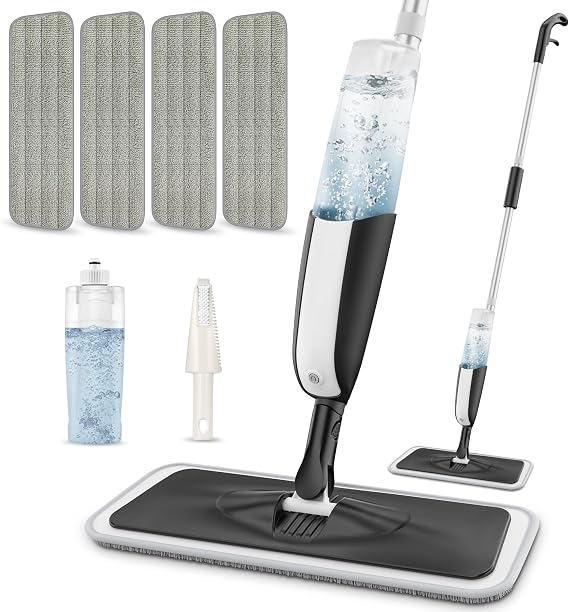Microfiber Spray Mops for Floors Cleaning - Floor Mop with 4 Reusable Pads
