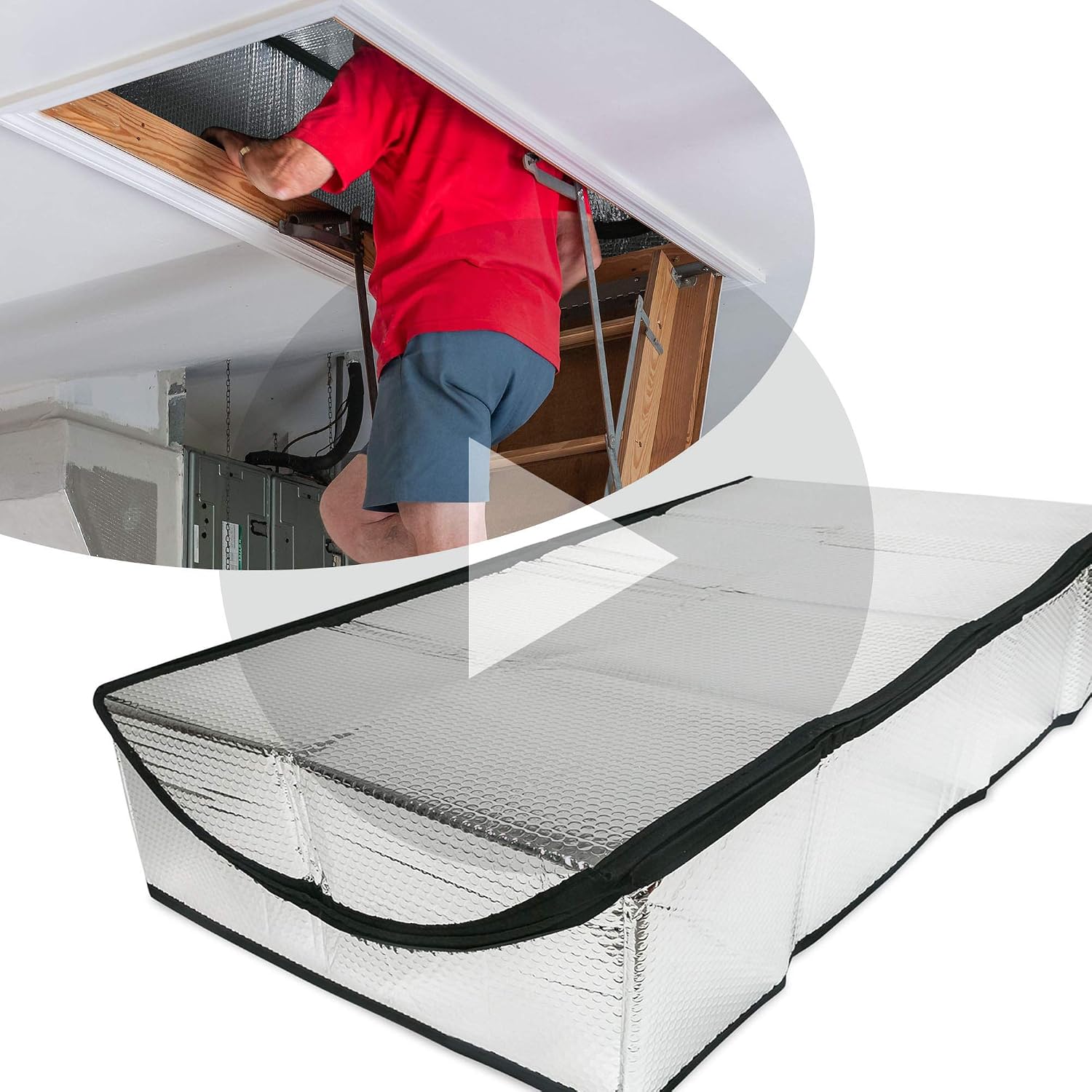 MPET Attic Stair Cover 25 x 54 x 11 - Door Cover With Easy Access Zipper For Home Insulation - Stair Insulation To Retain Cool Or Warm Air