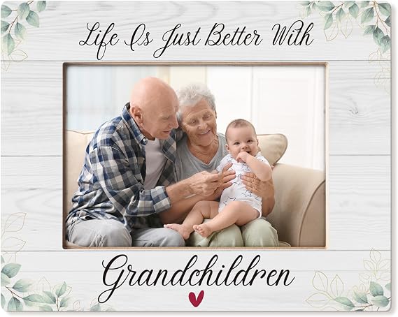 Grandparents Picture Frames 5x7, Grandchildren Photo Frame, Life Is Just Better with Grandkids Frame, New Grandparent Gifts, Gifts for Grandparents,Grandma Grandpa Gift