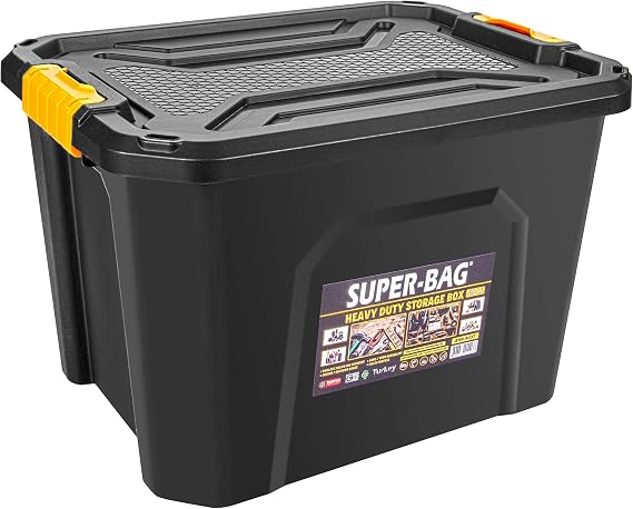 Super Bag 42 L Kapaklı Saklama Kutusu, Ağır Hizmet Plastik Depolama Kutusu, Çok Amaçlı Eşya Düzenleme ve Saklama Kabı, İstiflenebilir Dayanıklı Kutu, Ev Garaj Depo Kullanımı, ASR-4037