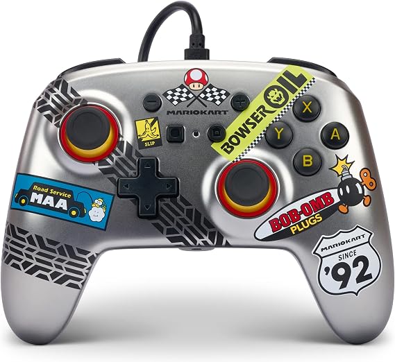 PowerA Nintendo Switch için PowerA Gelişmiş Kablolu Kumanda - Mario Kart, Gümüş Gri