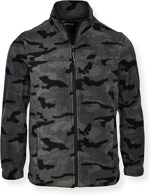 Swiss Alps Kids Boys Full Zip Polar Fleece Jacket Ultra Soft Warm Comfortable Fabric With Zippered Hand Pockets