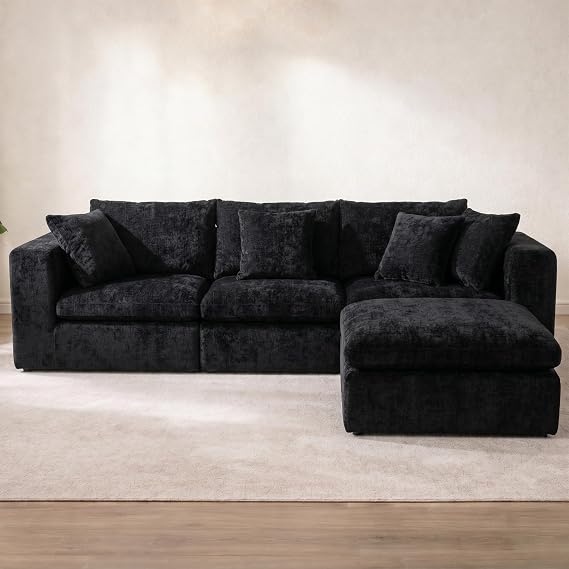 108'' Oversized Modular Sectional Sofa, Deep-Seat Cloud Couch, Boneless Sofa with Removable and Washable Covers, Sectional Couches for the Living Room/Apartment/Family Lounge