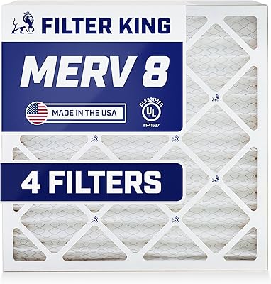 Filter King 8x8x1 Air Filter | 4-PACK | MERV 8 HVAC Pleated AC Furnace Filters | MADE IN USA | Actual Size: 8 x 8 x .75