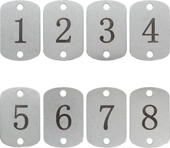Stainless Steel Numbered Tags Key Tags with Two Holes (1-10)