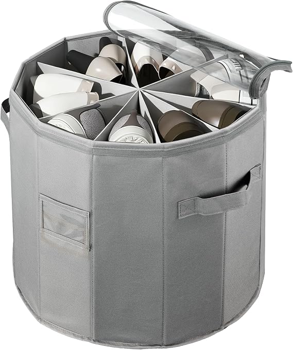 Round Shoe Containers - 15.7"13.0" Shoe Basket for Entryway - Gray