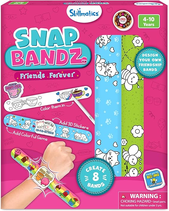 Skillmatics DIY Art & Craft Activity - Snap Bandz, 8 Bands (8.6"), Creative Kit for Boys & Girls Ages 4, 5, 6, 7, 8, 9, 10