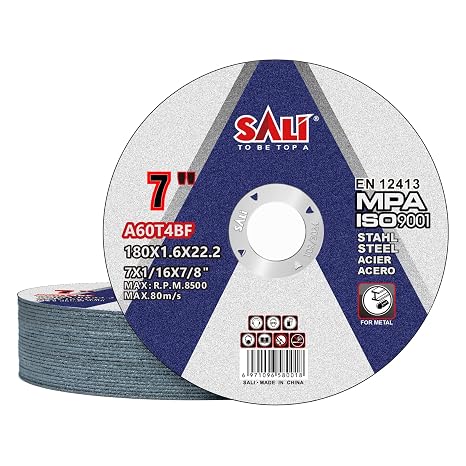 SALI 25 Pack Cut Off Wheels 7 Inch General Purpose Metal Cutting Wheel for 7" Grinders- Cutting Disc Aggressive Cutting 7" x 1/16" x 7/8" Operating Up to RPM 8500 and 80 M/S