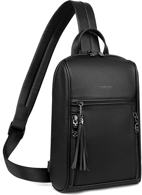 Sling Bag for Women, Crossbody Backpack with Tassels, Designer Leather Shoulder Chest Bags for Travel