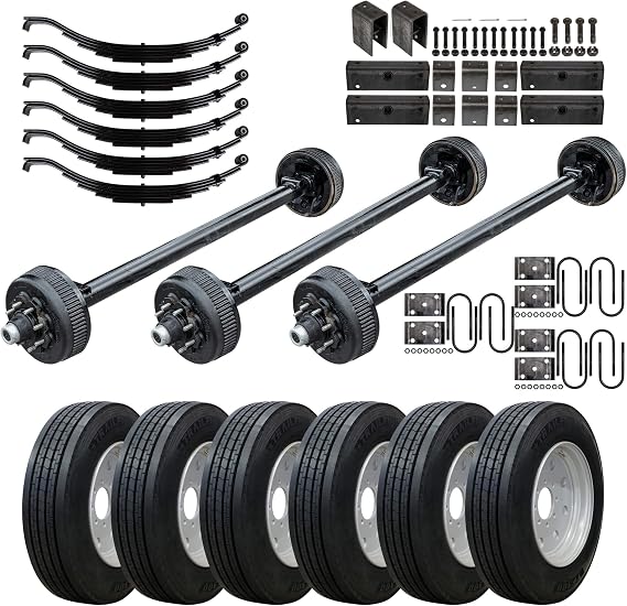 8000 lb Triple Axle TK Trailer Kit - 24K Capacity - Super Single (Original Series) 9/16" Studs, 75" Hubface 56" Spring Center