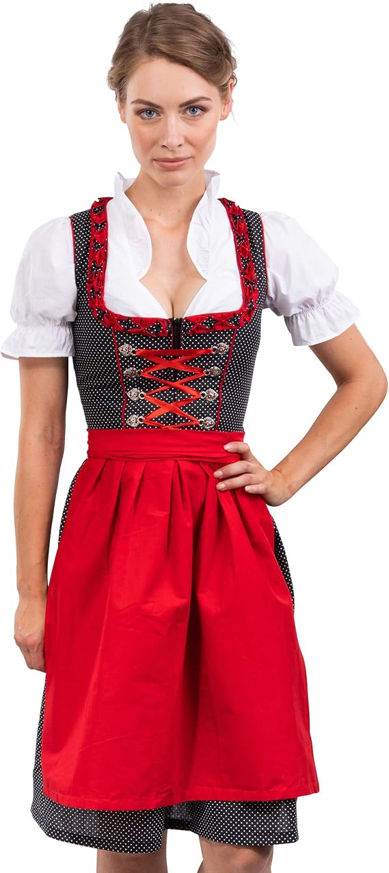 Bavarian Dirndl Dress 3pcs Set - Traditional & Modern Oktoberfest Dirndl Heidi