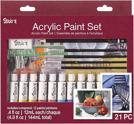 Studio 71 Getting Started Acrylic, 21 Pieces Art Set, Starter