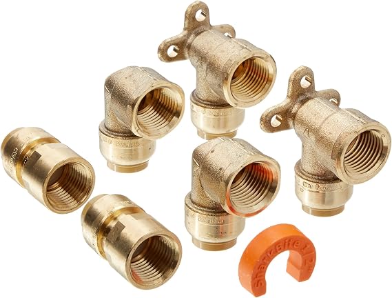 SharkBite Shower and Tub Connection Kit, Push to Connect Brass Plumbing Fittings, PEX Pipe, Copper, CPVC, PE-RT, HDPE, 25567