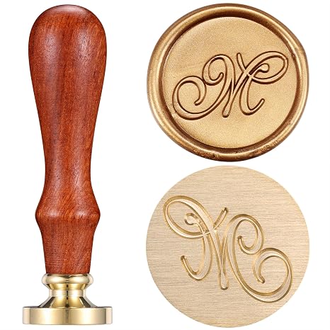 Yoption Handwritten Initial Alphabet Wax Seal Stamp, Letter M