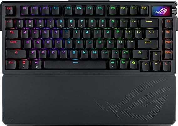 ASUS ROG Azoth Extreme 75% Custom Gaming Keyboard, Aluminum Chassis, Carbon Fiber Positioning Plate, Adjustable Joint Mount, 3 Layer Damping, Touchscreen