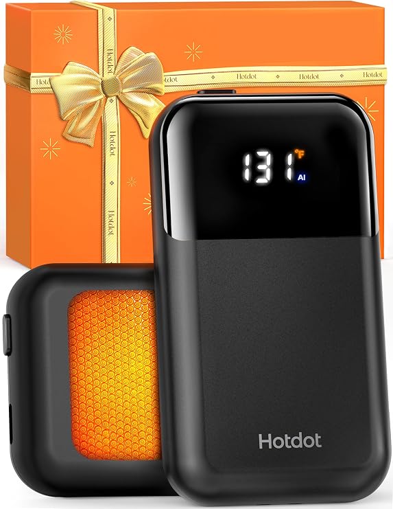 Hand Warmers Rechargeable, Heat Levels (104131F), Real-Time Temp & Battery Display, Electric Hand Warmers, Fast Heating, Fits in Gloves/Pocket, Gifts for Women & Men
