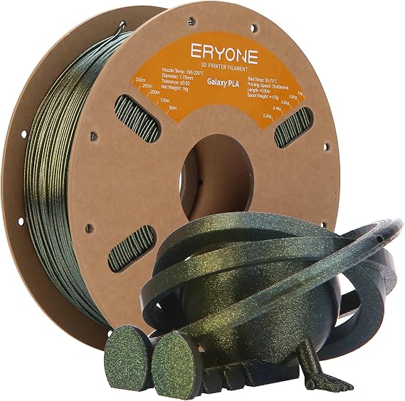 ERYONE Galaxy PLA 3D Printer Filament, Sparkle Glitter PLA, 1.75mm +/-0.03mm, 1kg(2.2LBS)/Spool, Christmas Filament, Galaxy Omega Nebula (Gold)