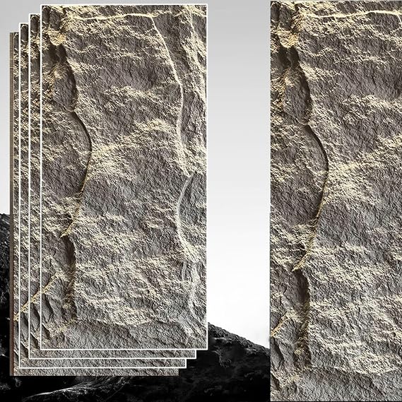 Faux Stone Wall Panel, 3D PU Decorative Wall Panels for Interior and Exterior, Modern Faux Stone Look Wainscoting and Outdoor Rock Wall Paneling (Grey)