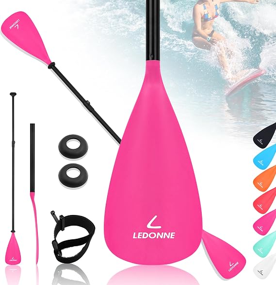 LEDONNE SUP Paddle 4-Piece Adjustable Kayak Paddle Floating Lightweight Paddle Board Oar with Aluminum Alloy Shaft and 2 Nylon Blades Best Price Based on Our 3 Million Sets Per Year 500 bought monthly