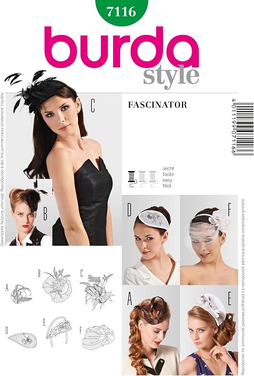 7116 Burda Style Fascinator Sewing Pattern One Size