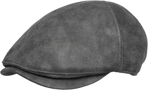 EASTONE Vintage Waxed Faux Leather Newsboy Flat Cap Beret Ivy Cap Irish Cabbie Driver Hat
