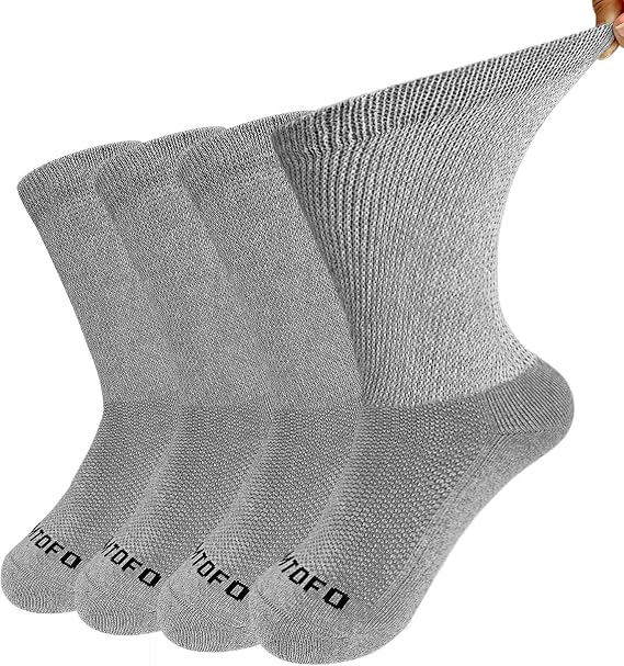 LOFIR Diabetic Socks for Men Women: Soft Extra Wide Top Socks - Non Elastic Loose Fit Gentle Cotton Seamless Padded for Swollen Feet and Ankles Size 6-14