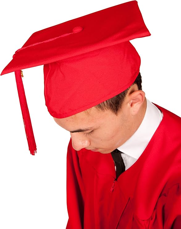 Traditional Graduation Cap/Mortarboard in 7 Colours - Children & Adult Sizes (Adult Size (58cm - 62cm), Red)