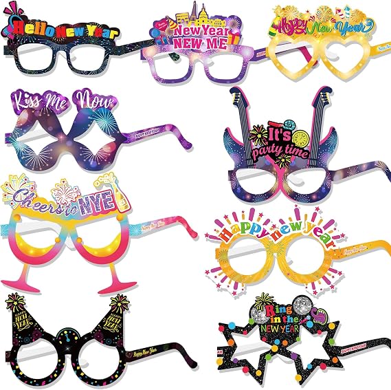 HOWAF 18 Pack Happy New Year Glasses Colorful 2027 Glasses New Years Eve Party Supplies Photo Props for Happy New Year Decorations NYE Party Favors Accessories