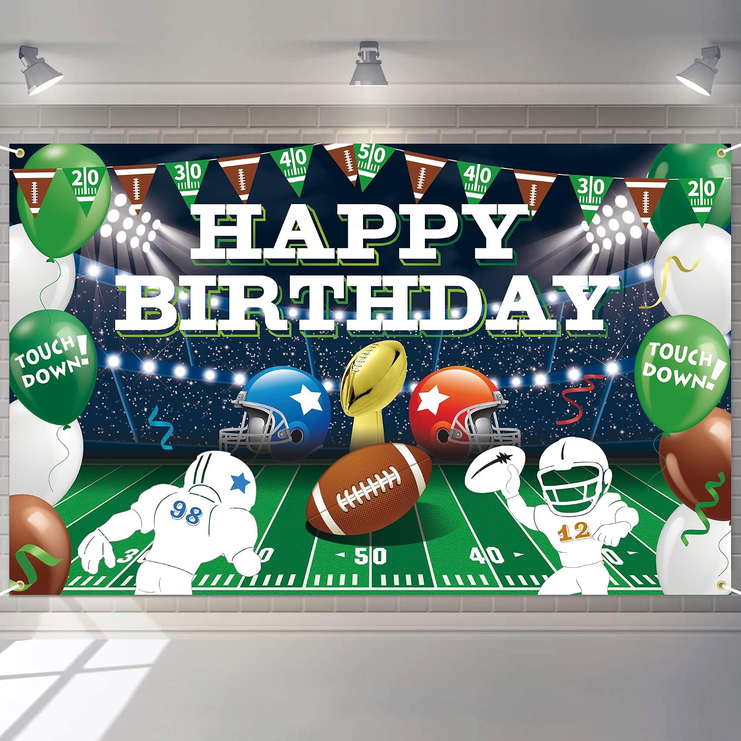 Its Game Time Football Backdrop - Game Day Happy Birthday Banner for American Football Birthday Party Photography Background Party Decor