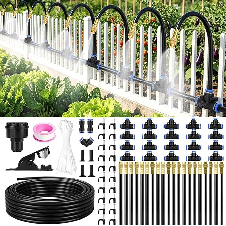360° Adjustable Automatic Drip Irrigation System Kit, 20M (66FT) | Quick-Connect Drip Irrigation Kits, Automatic Garden Watering System, 20 Pcs 360° Adjustable Copper Nozzles,for Garden,Plants
