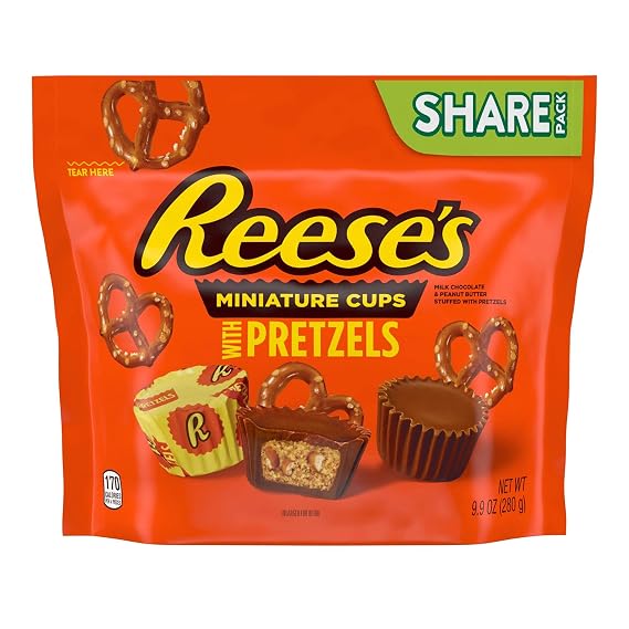 Reese's Miniatures With Pretzels Milk Chocolate & Peanut Butter Cups Candy, 9.9 Oz.