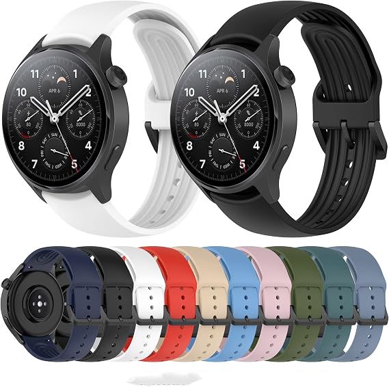 Senter Quick Release Soft Rubber Band Replacement Band for Xiaomi Watch S1 pro Smart Watch (Black Clasp)