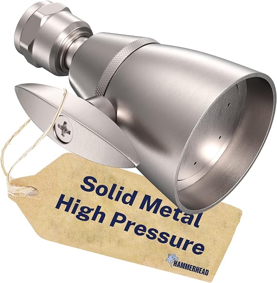 HammerHead Metal High Pressure Shower Heads 2 Inch Flow Boosting Showerhead