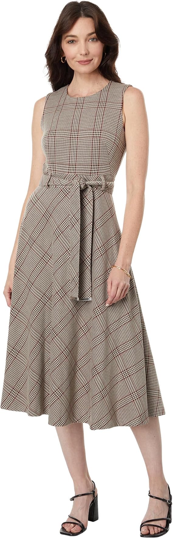 Calvin Klein Midi A-Line Ponte Dress with Tie Belt