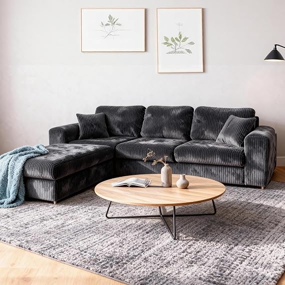 Small Modular L Shaped Sofa with Storage, 4 Seater Convertible Corner Couch, Premium Chenille Dark Grey, Left/Right Hand Facing for Living Room, Studio, Bedroom, Home Office