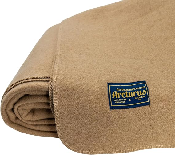 Arcturus Bighorn 100% Virgin Wool Blanket | Heirloom-Quality Wool Bedding for Home & Cabin | Warm, Thick & Durable (Twin Size, Flax)
