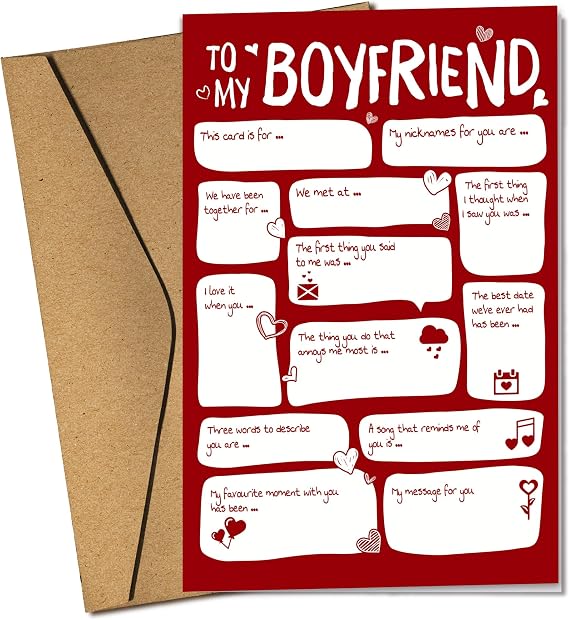 Pawzity Valentines Day Card for Boyfriend - Anniversary, Birthday, Valentines Day Gifts for Boyfriend Him - Valentines Gifts for Him - Single 5.3''x 8'' Funny Romantic Love Greeting Folded Card with Envelope