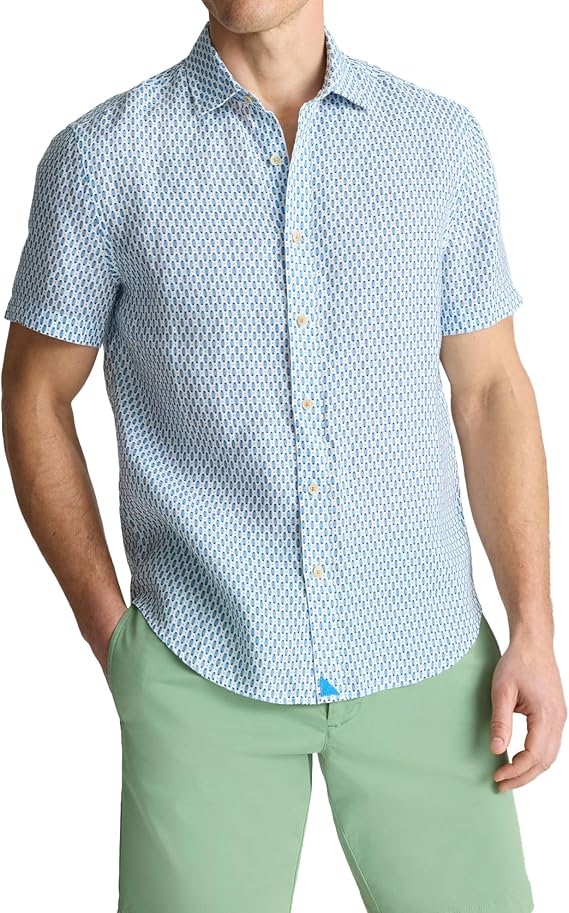 UNTUCKit Short Sleeve Printed Linen Shirt for Men
