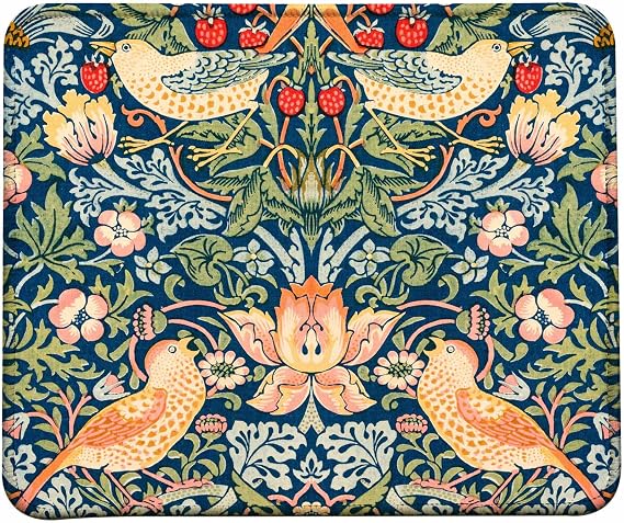 Vintage William Morris Strawberry Thief Mouse Pad, Stitched Edges Mouse Pad with Vintage Pattern
