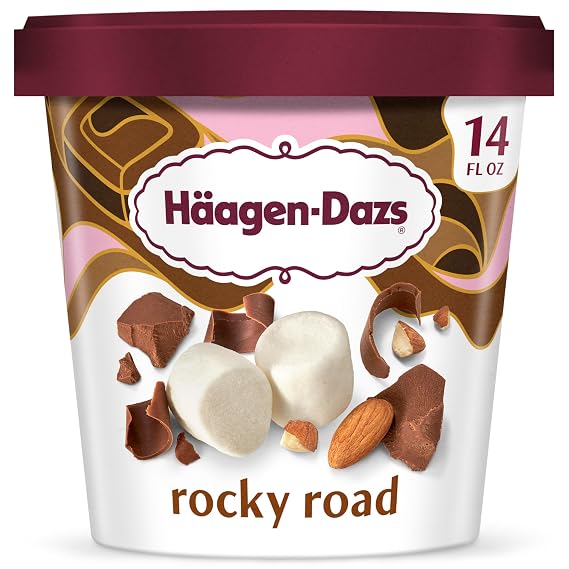 Haagen-Dazs Rocky Road Ice Cream Frozen, brownie, 14 Ounce