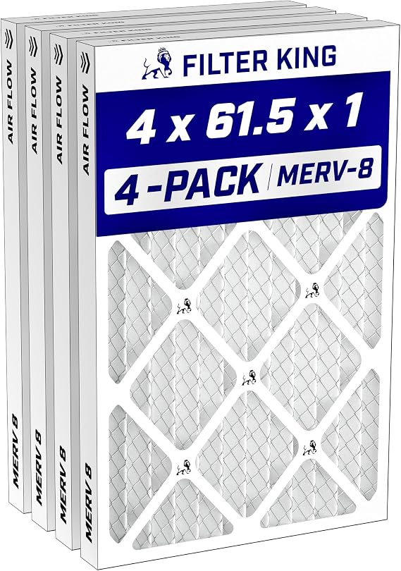 Filter King 4x61.5x1 Air Filter MERV 8, AC Furnace Filters (4-Pack)