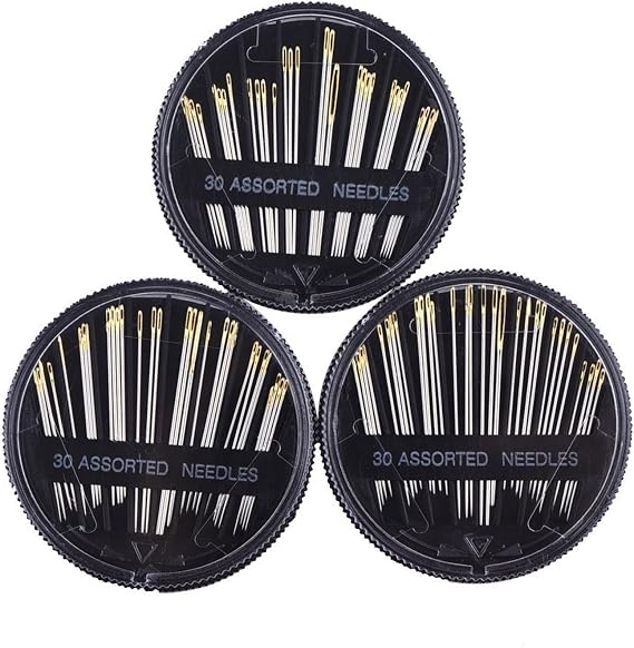 Mudder 30-Count Hand Sewing Needles Set 3 Pack Assorted with Case