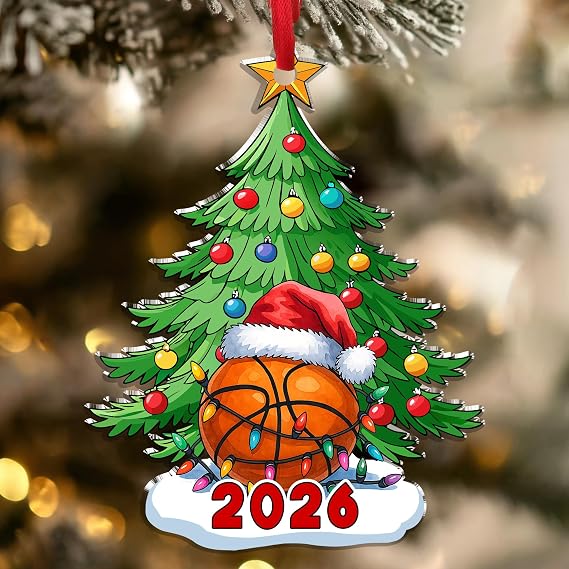 NewEleven Basketball Ornament 2026 - Basketball Gifts for Boys, Him, Boyfriend - Sports Ornaments for Christmas Tree Gift from Friend, Family - Christmas Ornaments