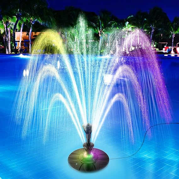 SZMP Floating Pond Fountain Waterfall 32.8ft Power Adapter Colorful Lights