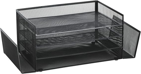 Brenton StudioTM Mesh 4-Shelf 2-Sided Desk Sorter, Black