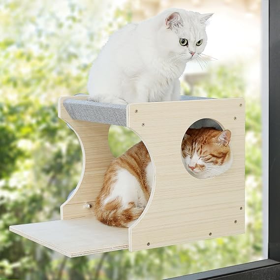 Cat Window Perch,2-Tier Hammock & Hideaway House with Strong Suction Cups