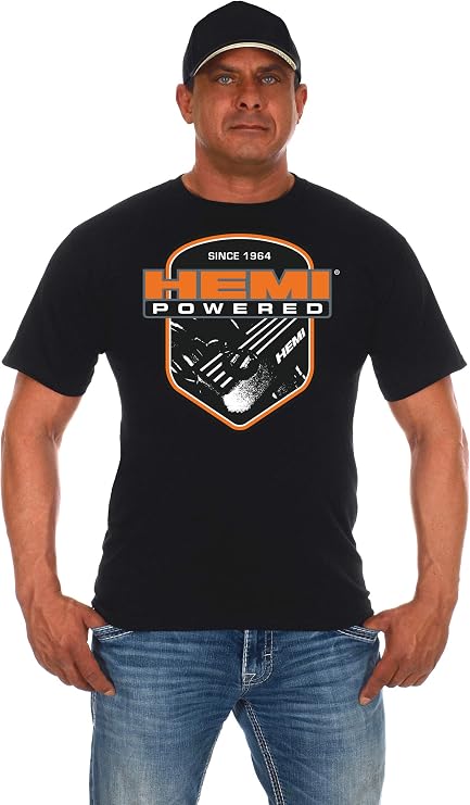 JH DESIGN GROUP mens Men's Hemi Powered Black T-shirt Short Sleeve Shirt